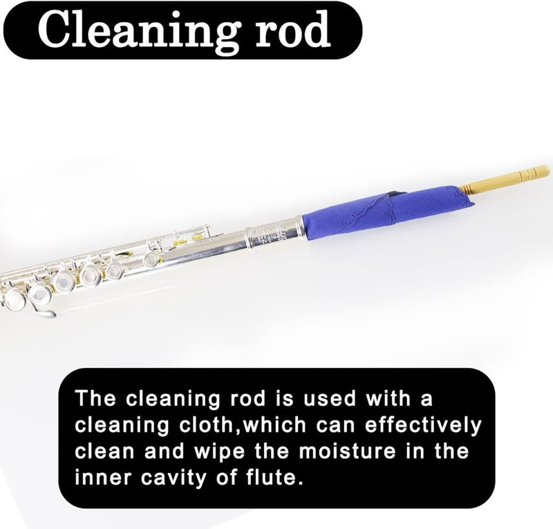 ROFFEE Store Flute Cleaning Rod Flute Cavity Cleaning Rod Flute Cleaning Kit Flute Cleaning Cloth for Flute Cleaning Polishing - Image 2